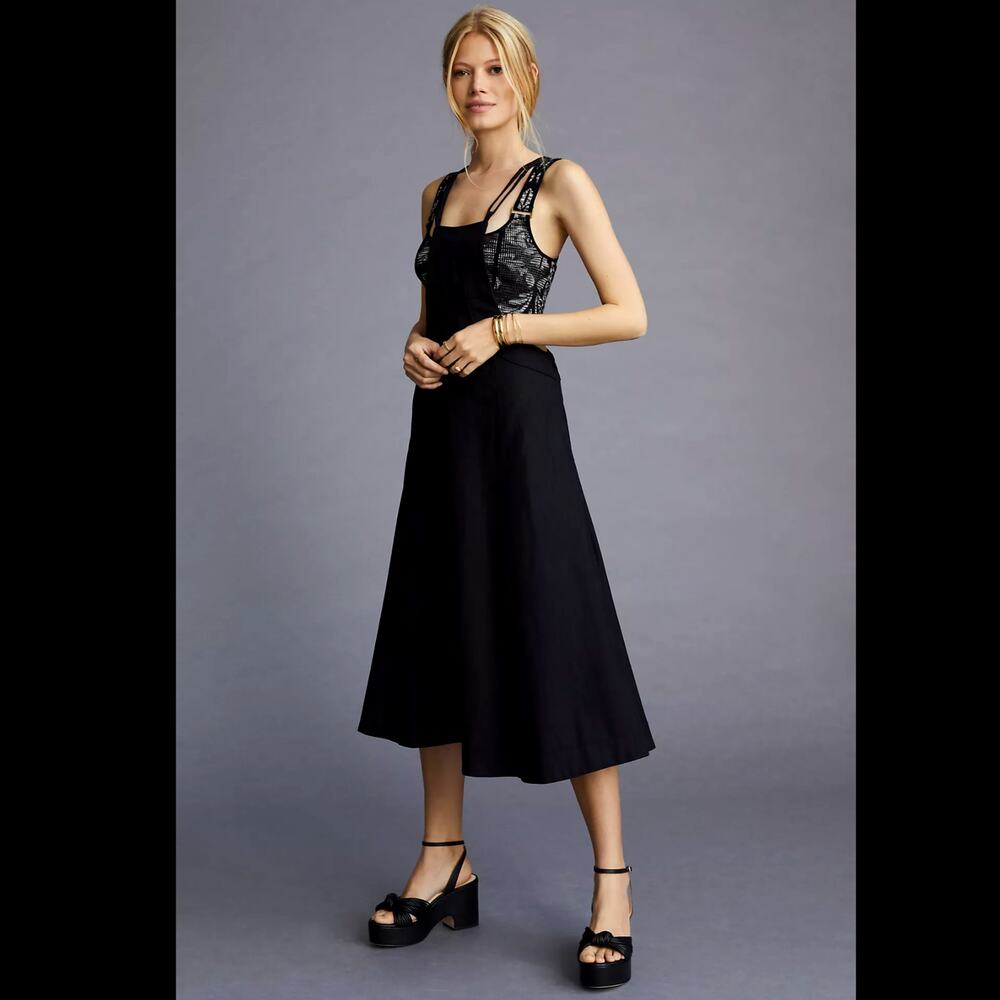 NWT Anthropologie Modern Black Pinafore Dress - Size 4